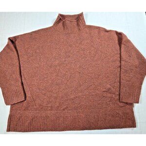 Poetry Cashmere Sweater Women’s 14 Brown Slim Funnel Neck Pullover Quiet Luxury